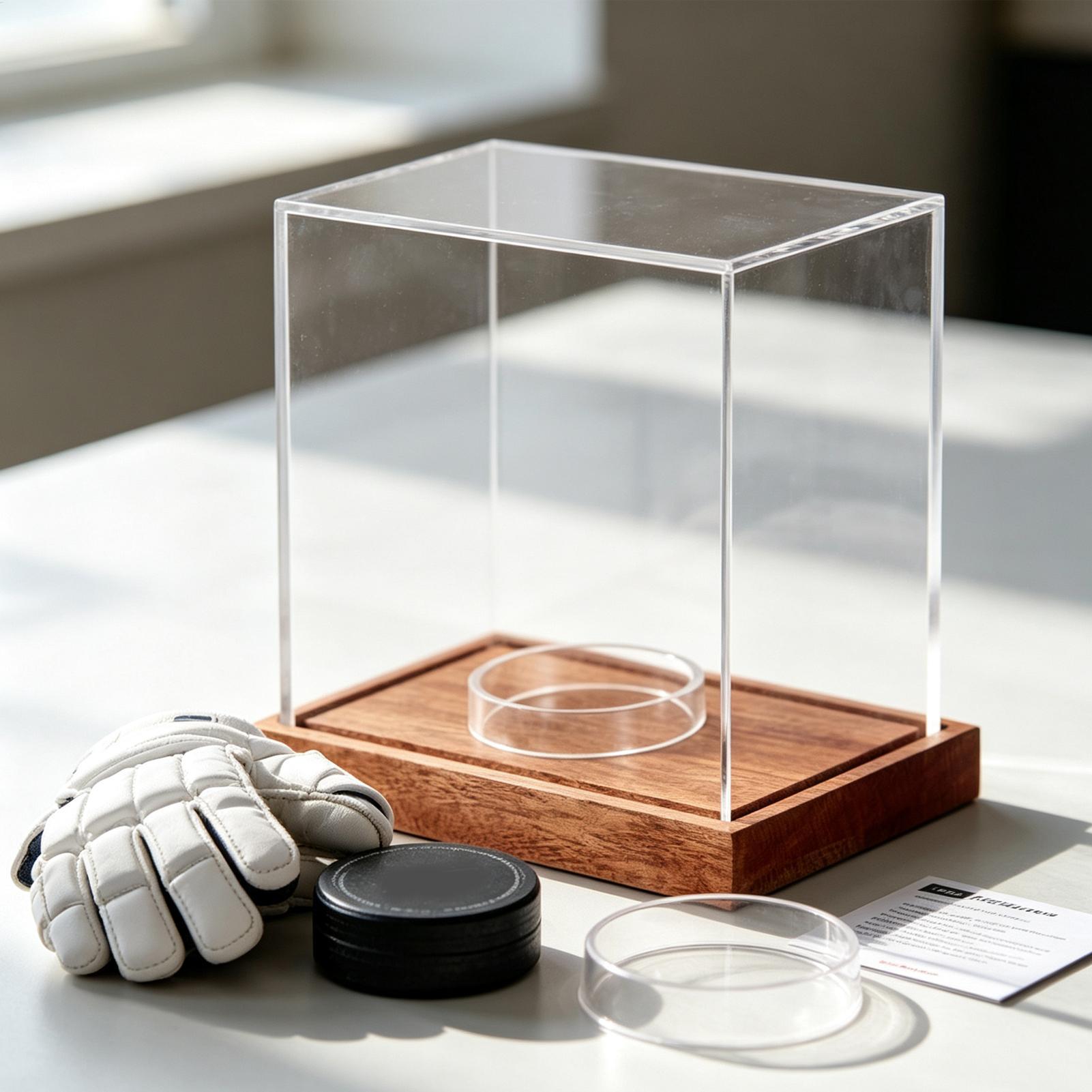 Display Case Acrylic - Vitrine transparente pour palets de hockey,