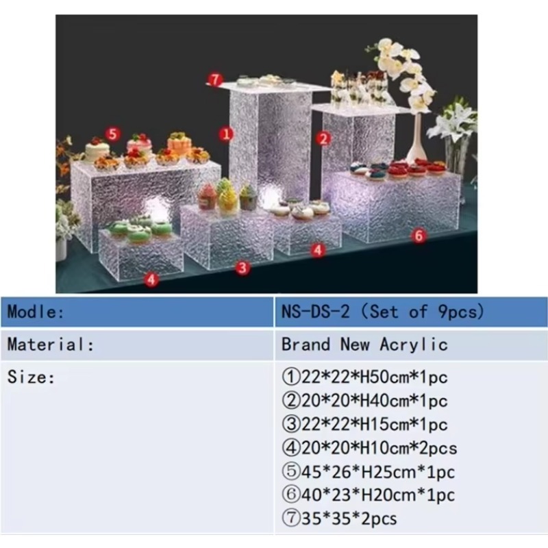 Display Risers Set - Boîte transparente en acrylique, présentoir à